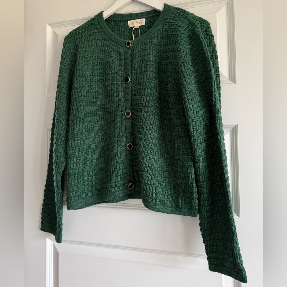 Listicle Dark Green Vintage Style Knit Cardigan Sweater NWT - Picture 4 of 12